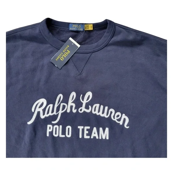 Polo Ralph Lauren Men Team Signature Navy Sweatshirt Crewneck Big &Tall - Picture 3 of 6